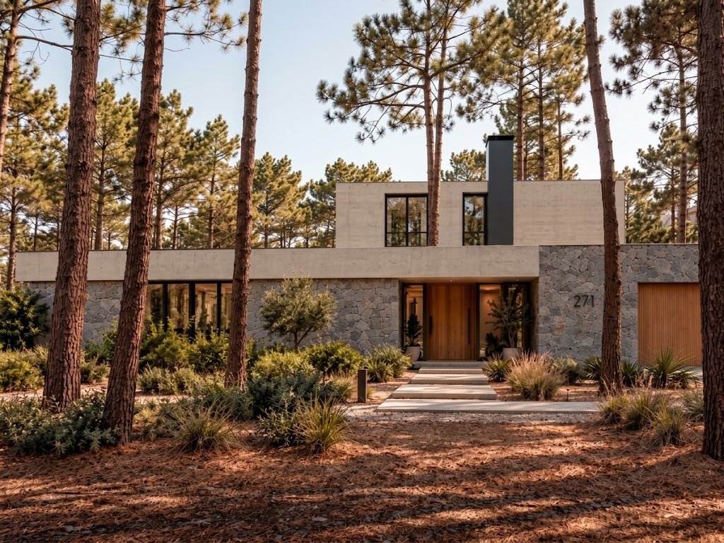 Proyecto de vivienda contemporánea entre pinos en Pinamar – NANKU Arquitectura