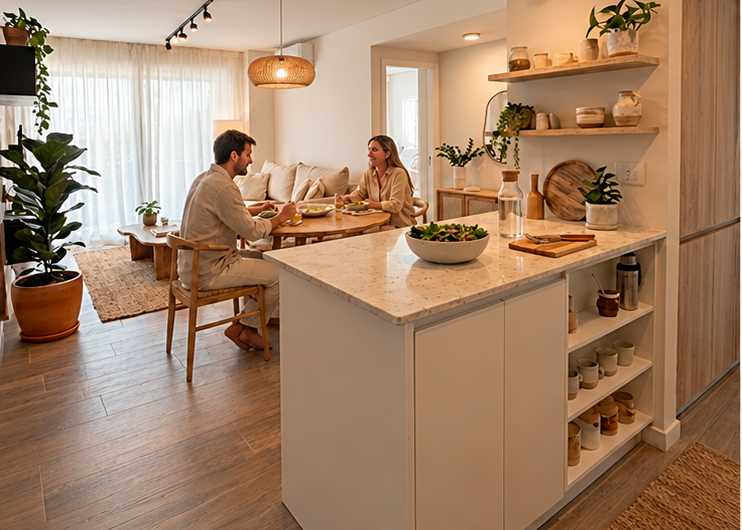 Dormitorio flexible con mobiliario de madera diseñado por NANKU