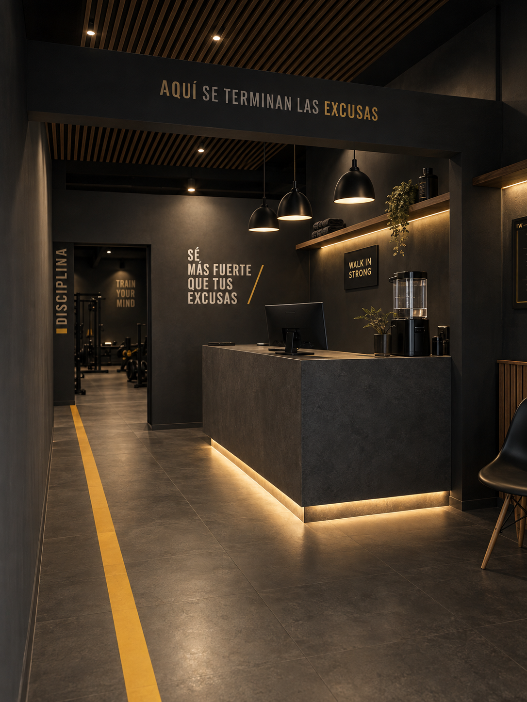 Diseño comercial de gimnasio Walk In Strong – NANKU Arquitectura