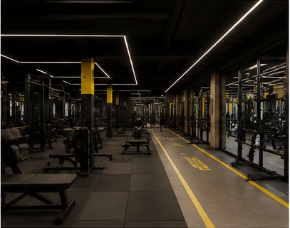Interior de gimnasio contemporáneo diseñado por NANKU