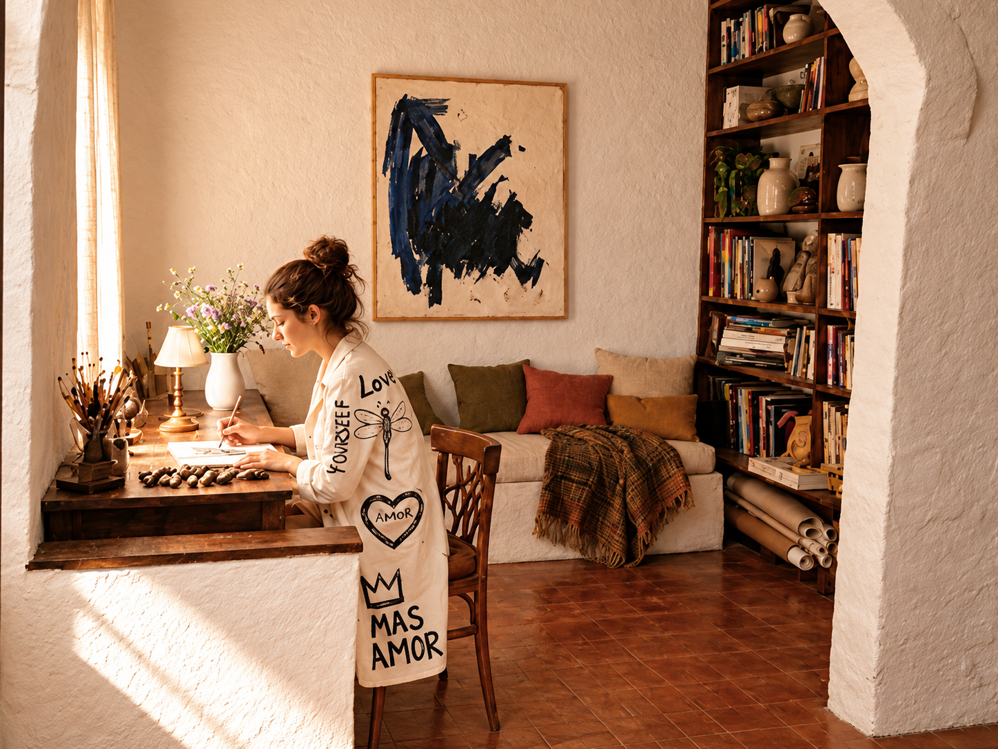 Diseño de comedor contemporáneo con materiales naturales